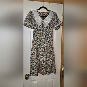 Women's S Dress Peter Pan Collar Twee Girlhoodcore Teachercore Peasant